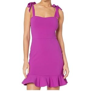 Susana Monaco Tie Strap Ruffle Hem dress purple size Small